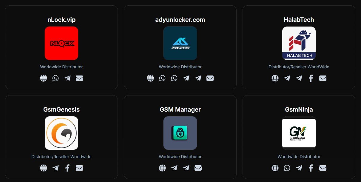 nLock.vip, adyunlocker.com, HalabTech, GsmGenesis, GSM Manager e GsmNinja